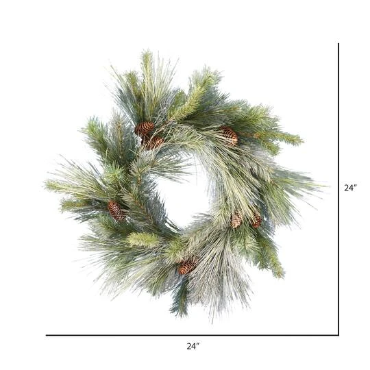 24" Unlit Frosted Myers Pine Artificial Christmas Wreath 5 24" Unlit Frosted Myers Pine Artificial Christmas Wreath - Image 3