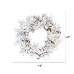 48" Pre-Lit Flocked Atka Artificial Christmas Wreath, Warm White Wide Angle 3mm LED Lights 7 48" Pre-Lit Flocked Atka Artificial Christmas Wreath, Warm White Wide Angle 3mm LED Lights -Michaels X-Mas Decor D575347S 2