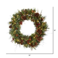 30" Warm White LED Lights Cibola Mixed Berry Artificial Christmas Wreath -Michaels X-Mas Decor D575383S 3
