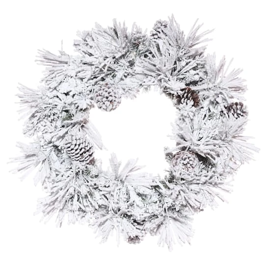 24" Flocked Atka Pine Artificial Christmas Wreath 4 24" Flocked Atka Pine Artificial Christmas Wreath - Image 2