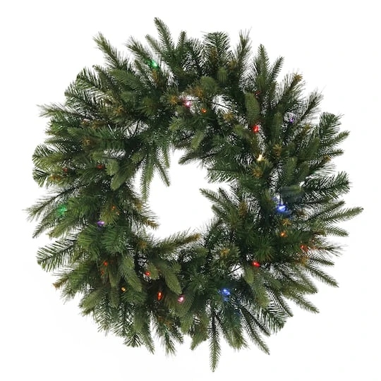 42" Multicolored LED Lights Cashmere Pine Artificial Christmas Wreath 4 42" Multicolored LED Lights Cashmere Pine Artificial Christmas Wreath - Image 2