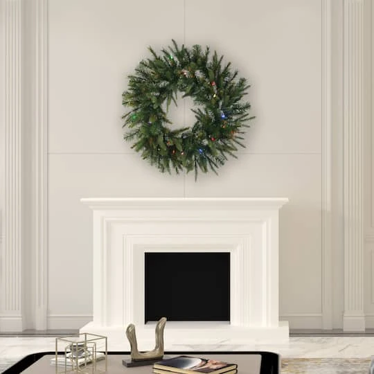 42" Multicolored LED Lights Cashmere Pine Artificial Christmas Wreath 5 42" Multicolored LED Lights Cashmere Pine Artificial Christmas Wreath - Image 3