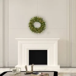 24" Pre-Lit Cashmere Christmas Wreath, Warm White LED Lights -Michaels X-Mas Decor D575441S 2