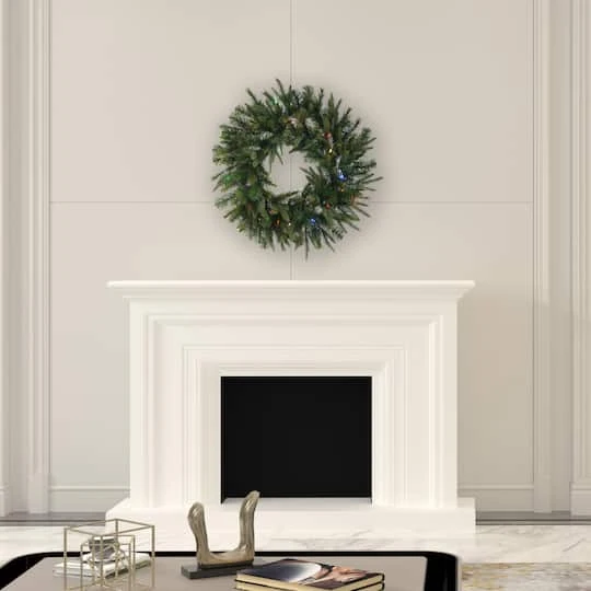 30" Pre-Lit Cashmere Christmas Wreath, Multicolor LED Lights 5 30" Pre-Lit Cashmere Christmas Wreath, Multicolor LED Lights - Image 3