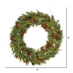 36" Pre-Lit Cibola Mixed Berry Christmas Wreath, Warm White LED Lights -Michaels X-Mas Decor D575459S 3