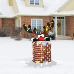 47'' Pre-Lit Reindeer Stuck In Chimney Decoration 12 47'' Pre-Lit Reindeer Stuck In Chimney Decoration -Michaels X-Mas Decor D619774S 12