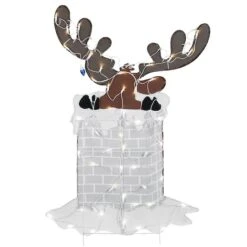 47'' Pre-Lit Reindeer Stuck In Chimney Decoration 15 47'' Pre-Lit Reindeer Stuck In Chimney Decoration -Michaels X-Mas Decor D619774S 15