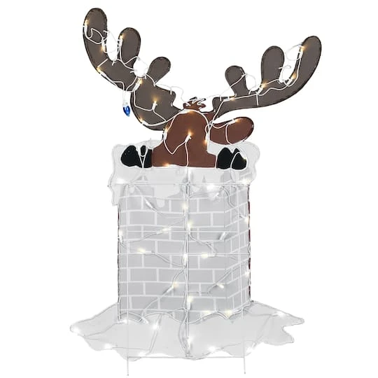 47'' Pre-Lit Reindeer Stuck In Chimney Decoration 8 47'' Pre-Lit Reindeer Stuck In Chimney Decoration - Image 6