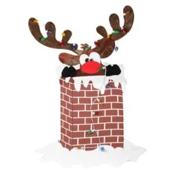 47'' Pre-Lit Reindeer Stuck In Chimney Decoration 17 47'' Pre-Lit Reindeer Stuck In Chimney Decoration -Michaels X-Mas Decor D619774S 17