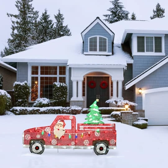 27'' Pre-Lit Santa In Red Truck Decoration 5 27'' Pre-Lit Santa In Red Truck Decoration - Image 3