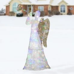 60'' Trumpeting White Angel With Multicolor LED Lights Decoration -Michaels X-Mas Decor D619780S 12