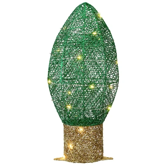 20" Pre-Lit Green Christmas Light Bulb Decoration 4 20" Pre-Lit Green Christmas Light Bulb Decoration - Image 2
