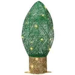 20" Pre-Lit Green Christmas Light Bulb Decoration