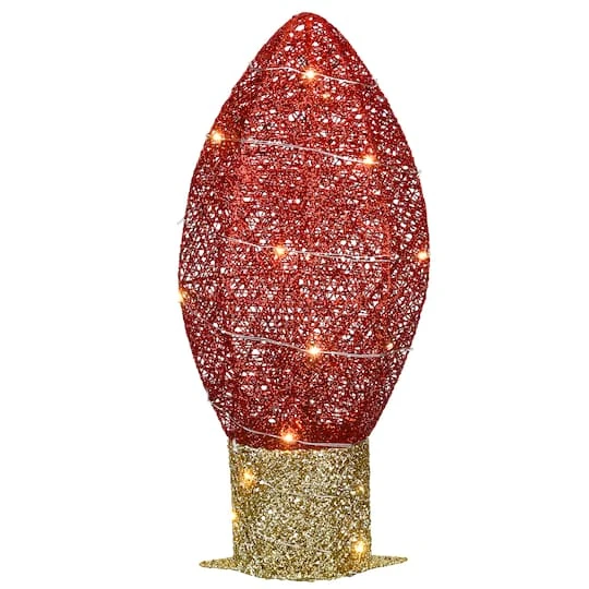 20" Pre-Lit LED Red Christmas Light Bulb Decoration 3 20" Pre-Lit LED Red Christmas Light Bulb Decoration