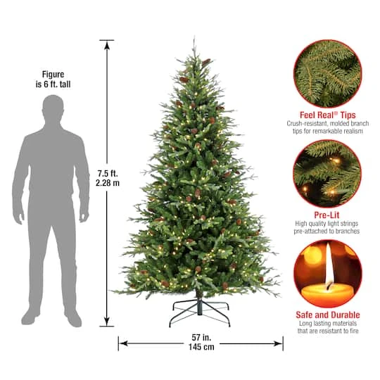 7.5ft. Pre-Lit Skykomish Pine Artificial Christmas Tree, Warm White LED Lights 8 7.5ft. Pre-Lit Skykomish Pine Artificial Christmas Tree, Warm White LED Lights - Image 6