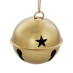 6 Pack 85mm Jingle Bell Burnished Gold Ball Ornaments