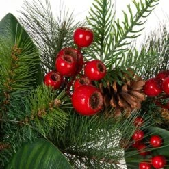 Glitzhome® 24" Pre-Lit Berry, Magnolia Leaf & Pinecone Wreath 15 Glitzhome® 24" Pre-Lit Berry, Magnolia Leaf & Pinecone Wreath -Michaels X-Mas Decor D652251S 5