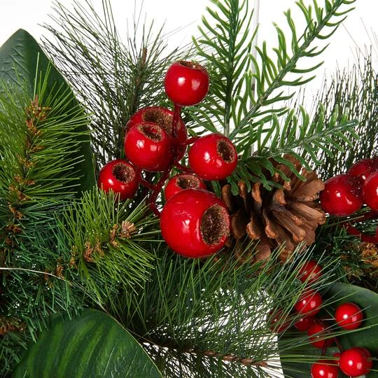 Glitzhome® 24" Pre-Lit Berry, Magnolia Leaf & Pinecone Wreath 7 Glitzhome® 24" Pre-Lit Berry, Magnolia Leaf & Pinecone Wreath - Image 5