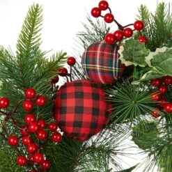Glitzhome® 24" Pre-Lit Ornament, Berry, Holly & Pine Wreath -Michaels X-Mas Decor D652252S 5
