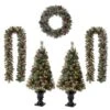 5-Piece Pre-Lit Glittered Pinecone Christmas Wreath, Garland & Flocked Christmas Tree, Warm White Lights 1 5-Piece Pre-Lit Glittered Pinecone Christmas Wreath, Garland & Flocked Christmas Tree, Warm White Lights -Michaels X-Mas Decor D652254S 1