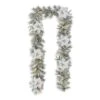 Glitzhome® 9ft. Pre-Lit Snow Flocked Greenery Pine Poinsettia Christmas Garland -Michaels X-Mas Decor D652256S 1