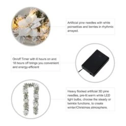 Glitzhome® 2 Pack 9ft. Pre-Lit Snow Flocked Greenery Pine Poinsettia Christmas Garland 15 Glitzhome® 2 Pack 9ft. Pre-Lit Snow Flocked Greenery Pine Poinsettia Christmas Garland -Michaels X-Mas Decor D652257S 5