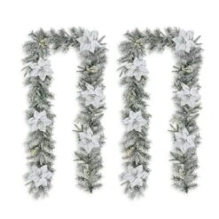 Glitzhome® 2 Pack 9ft. Pre-Lit Snow Flocked Greenery Pine Poinsettia Christmas Garland 16 Glitzhome® 2 Pack 9ft. Pre-Lit Snow Flocked Greenery Pine Poinsettia Christmas Garland -Michaels X-Mas Decor D652257S 6