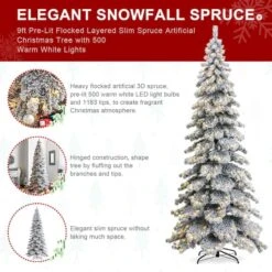 9ft. Pre-Lit Flocked Layered Spruce Artificial Christmas Tree, Warm White LED Lights 19 9ft. Pre-Lit Flocked Layered Spruce Artificial Christmas Tree, Warm White LED Lights -Michaels X-Mas Decor D652267S 12