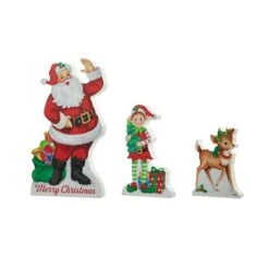 Glitzhome® Wooden Christmas Santa, Elf & Reindeer Table Décor Set -Michaels X-Mas Decor D652310S 1 1