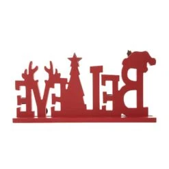 Glitzhome® 14'' BELIEVE Wooden Christmas Table Décor -Michaels X-Mas Decor D652314S 7