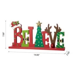 Glitzhome® 14'' BELIEVE Wooden Christmas Table Décor -Michaels X-Mas Decor D652314S 8