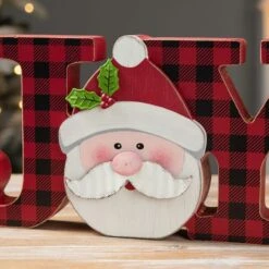 Glitzhome® 11.75'' JOY Wooden Christmas Plaid Table Décor -Michaels X-Mas Decor D652317S 4