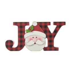 Glitzhome® 11.75'' JOY Wooden Christmas Plaid Table Décor -Michaels X-Mas Decor D652317S 5