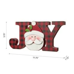 Glitzhome® 11.75'' JOY Wooden Christmas Plaid Table Décor -Michaels X-Mas Decor D652317S 7