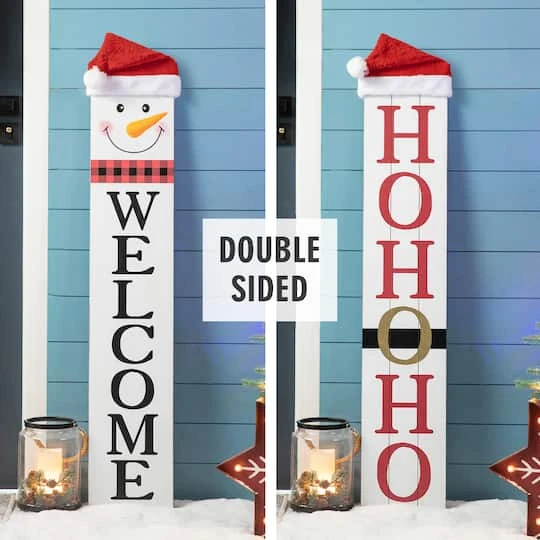 Glitzhome® 42.5'' Reversible Double-Sided Wooden Porch Sign 5 Glitzhome® 42.5'' Reversible Double-Sided Wooden Porch Sign - Image 3