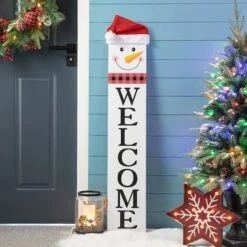 Glitzhome® 42.5'' Reversible Double-Sided Wooden Porch Sign 15 Glitzhome® 42.5'' Reversible Double-Sided Wooden Porch Sign -Michaels X-Mas Decor D652320S 4