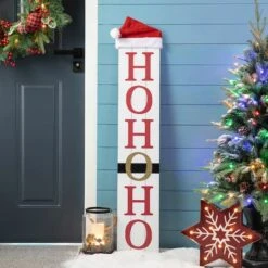 Glitzhome® 42.5'' Reversible Double-Sided Wooden Porch Sign 16 Glitzhome® 42.5'' Reversible Double-Sided Wooden Porch Sign -Michaels X-Mas Decor D652320S 5