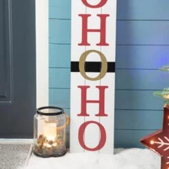 Glitzhome® 42.5'' Reversible Double-Sided Wooden Porch Sign 17 Glitzhome® 42.5'' Reversible Double-Sided Wooden Porch Sign -Michaels X-Mas Decor D652320S 6