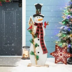 Glitzhome® 36'' Lighted Wooden Snowman Porch Décor -Michaels X-Mas Decor D652321S 3