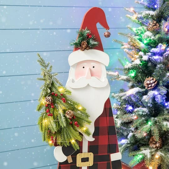 Glitzhome® 36'' Lighted Wooden Santa Porch Décor 8 Glitzhome® 36'' Lighted Wooden Santa Porch Décor - Image 6