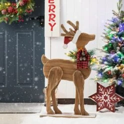 Glitzhome® 36'' Chunky Wood Reindeer Porch Décor -Michaels X-Mas Decor D652324S 3