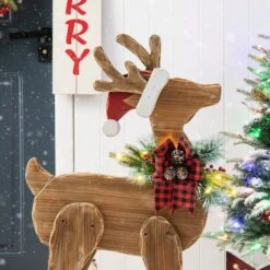 Glitzhome® 36'' Chunky Wood Reindeer Porch Décor -Michaels X-Mas Decor D652324S 7