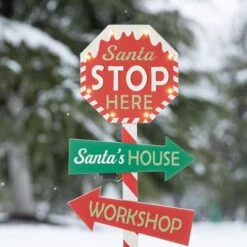 Glitzhome® 41.75'' Lighted Santa Stops Here Wooden Yardstake 14 Glitzhome® 41.75'' Lighted Santa Stops Here Wooden Yardstake -Michaels X-Mas Decor D652328S 4
