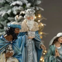 Glitzhome® Oversized Deluxe Blue Resin Nativity Figurine Set 15 Glitzhome® Oversized Deluxe Blue Resin Nativity Figurine Set -Michaels X-Mas Decor D652338S 5