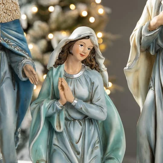 Glitzhome® Oversized Deluxe Blue Resin Nativity Figurine Set 9 Glitzhome® Oversized Deluxe Blue Resin Nativity Figurine Set - Image 7