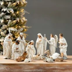 Glitzhome® Ivory Resin Nativity Figurine Set -Michaels X-Mas Decor D652339S 2