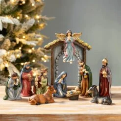 Glitzhome® Multicolor Resin Nativity Figurine Set -Michaels X-Mas Decor D652340S 2