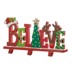 Glitzhome® 14.5'' BELIEVE Metal Christmas Stocking Holder