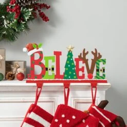 Glitzhome® 14.5'' BELIEVE Metal Christmas Stocking Holder -Michaels X-Mas Decor D652341S 4