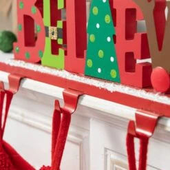 Glitzhome® 14.5'' BELIEVE Metal Christmas Stocking Holder -Michaels X-Mas Decor D652341S 7